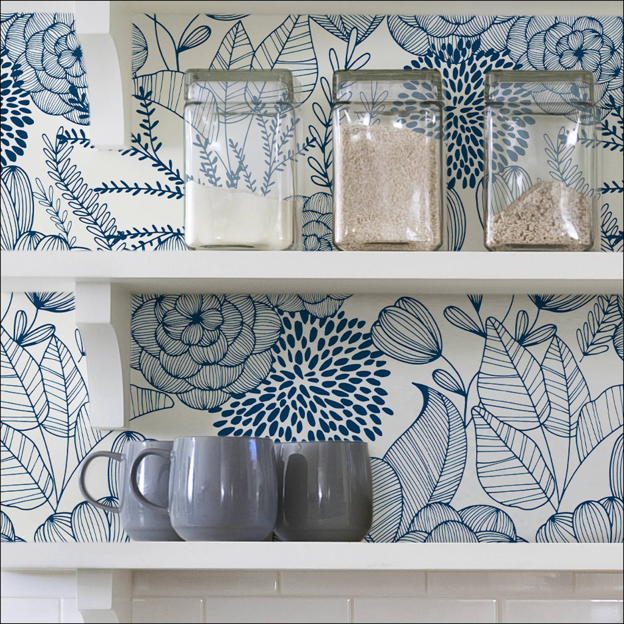 NuWallpaper Navy Secret Garden Peel & Stick Wallpaper